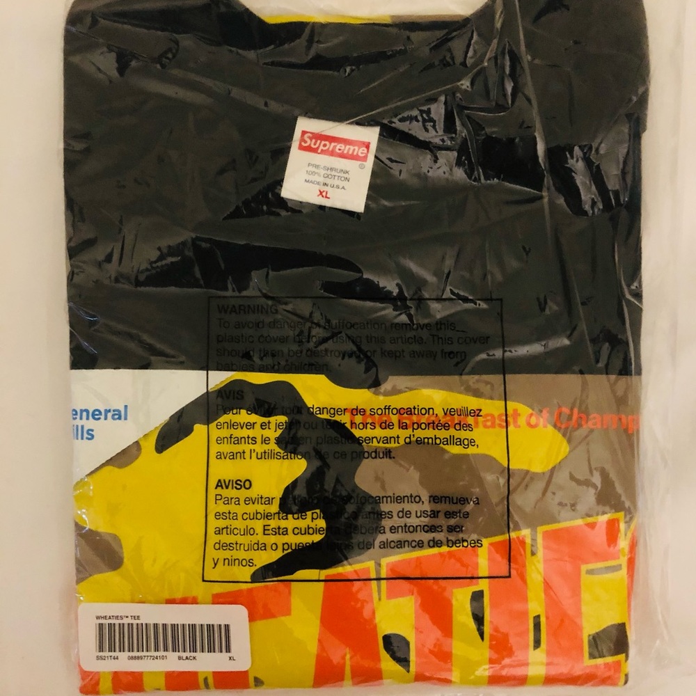 Supreme x Wheaties Black T-shirt.